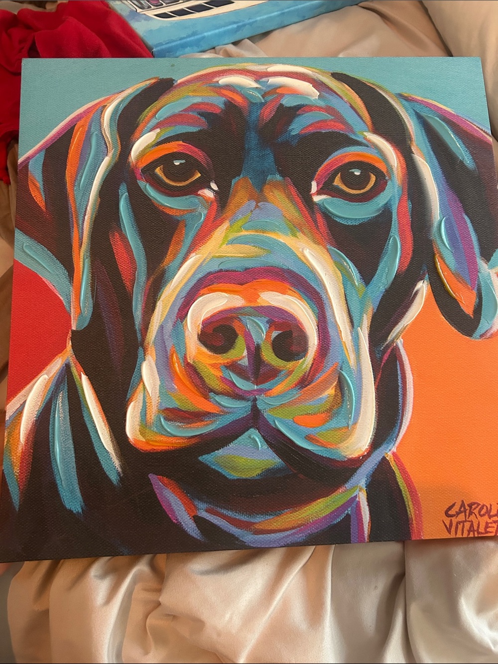 Colorful Canine Portrait Canvas Wall Art - Multicolor
